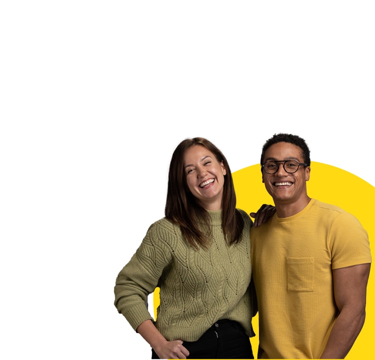 couple in front of yellow circle