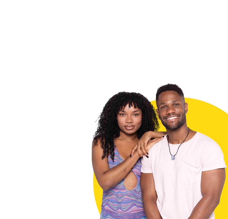 couple in front of yellow circle