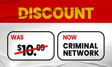 “Discount” graphic showing a crossed‑out price and the message “Now Criminal Network,” suggesting hidden costs behind cheap products.